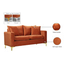 Meridian Naomi Cognac Velvet Loveseat IMAGE 14