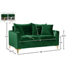Meridian Naomi Green Velvet Loveseat IMAGE 7