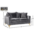 Meridian Naomi Grey Velvet Loveseat IMAGE 7