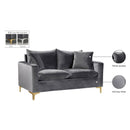 Meridian Naomi Grey Velvet Loveseat IMAGE 8