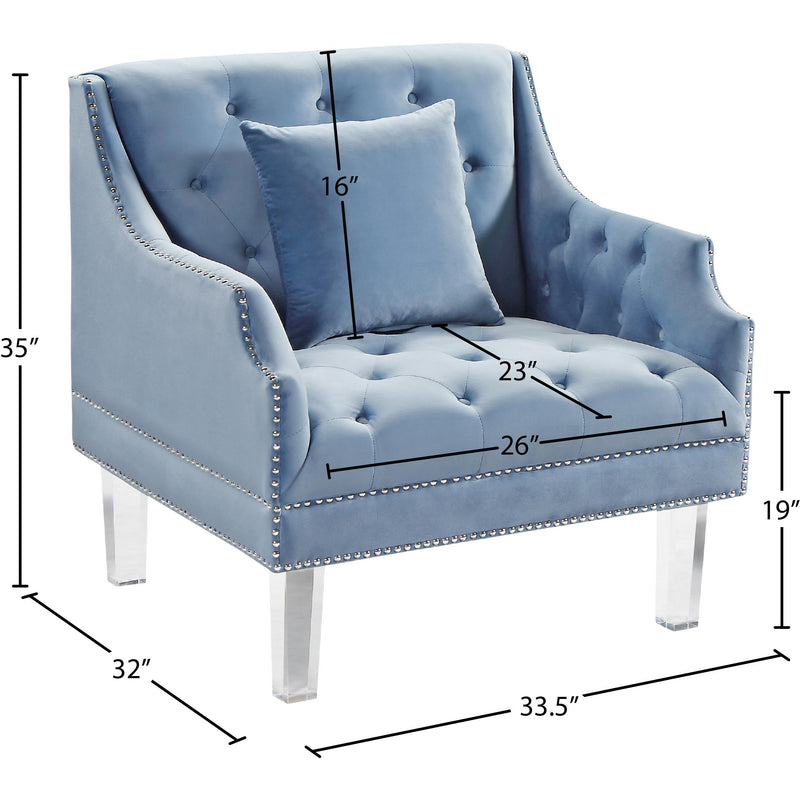 Meridian Roxy Sky Blue Velvet Chair IMAGE 4