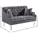 Meridian Roxy Grey Velvet Loveseat IMAGE 4