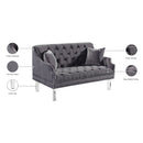Meridian Roxy Grey Velvet Loveseat IMAGE 5