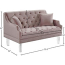 Meridian Roxy Pink Velvet Loveseat IMAGE 4