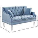 Meridian Roxy Sky Blue Velvet Loveseat IMAGE 4