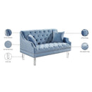 Meridian Roxy Sky Blue Velvet Loveseat IMAGE 5