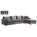 Meridian Naomi Grey Velvet 2 pc Reversible Sectional IMAGE 10