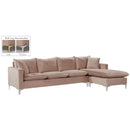 Meridian Naomi Pink Velvet 2 pc Reversible Sectional IMAGE 10