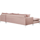 Meridian Naomi Pink Velvet 2 pc Reversible Sectional IMAGE 15