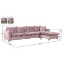 Meridian Naomi Pink Velvet 2 pc Reversible Sectional IMAGE 17
