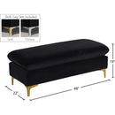 Meridian Naomi Black Velvet Ottoman IMAGE 3