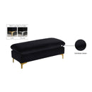 Meridian Naomi Black Velvet Ottoman IMAGE 4