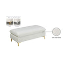 Meridian Naomi Cream Velvet Ottoman IMAGE 10