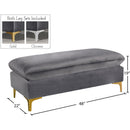 Meridian Naomi Grey Velvet Ottoman IMAGE 3
