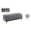 Meridian Naomi Grey Velvet Ottoman IMAGE 4