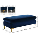 Meridian Naomi Navy Velvet Ottoman IMAGE 3