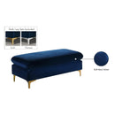 Meridian Naomi Navy Velvet Ottoman IMAGE 4