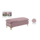 Meridian Naomi Pink Velvet Ottoman IMAGE 4