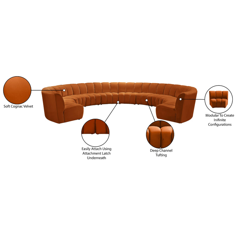 Meridian Infinity Cognac Velvet 10 pc Modular Sectional IMAGE 12