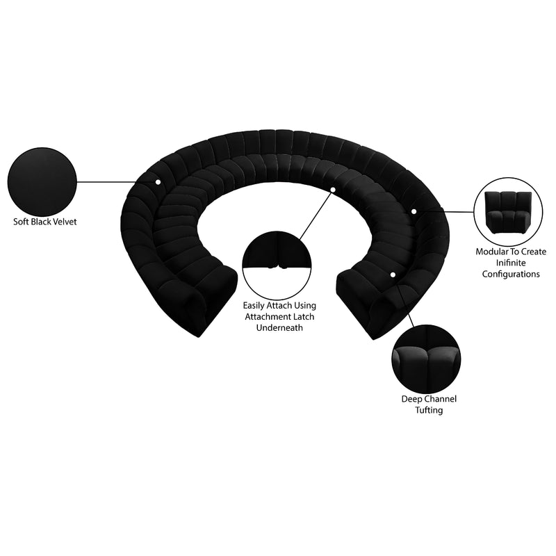 Meridian Infinity Black Velvet 11 pc Modular Sectional IMAGE 11