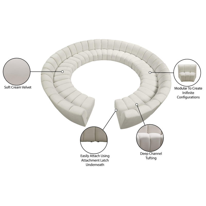 Meridian Infinity Cream Velvet 12 pc Modular Sectional IMAGE 11