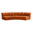Meridian Infinity Cognac Velvet 3 pc Modular Sectional IMAGE 11