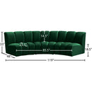 Meridian Infinity Green Velvet 3 pc Modular Sectional IMAGE 11