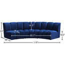 Meridian Infinity Navy Velvet 3 pc Modular Sectional IMAGE 11
