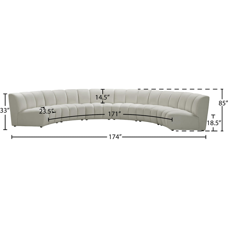 Meridian Infinity Cream Velvet 6 pc Modular Sectional IMAGE 11