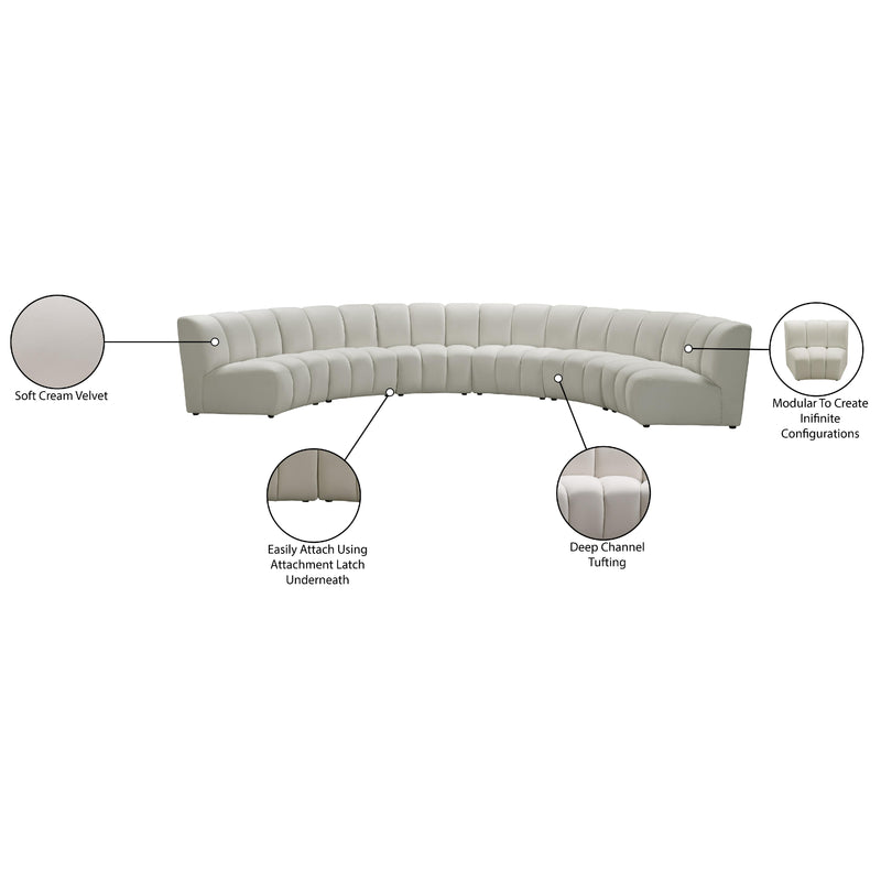 Meridian Infinity Cream Velvet 6 pc Modular Sectional IMAGE 12