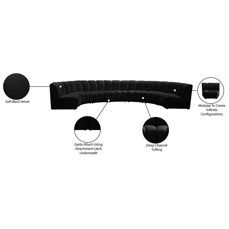 Meridian Infinity Black Velvet 7 pc Modular Sectional IMAGE 12