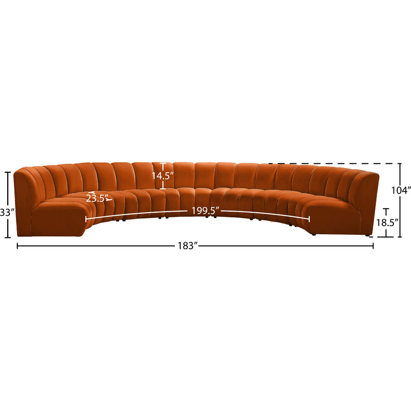 Meridian Infinity Cognac Velvet 7 pc Modular Sectional IMAGE 11