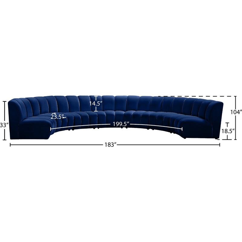 Meridian Infinity Navy Velvet 7 pc Modular Sectional IMAGE 11