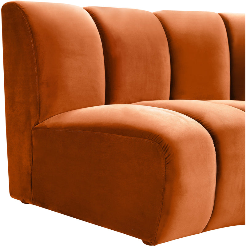 Meridian Infinity Cognac Velvet 8 pc Modular Sectional IMAGE 7