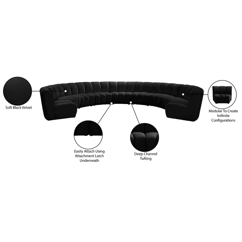 Meridian Infinity Black Velvet 9 pc Modular Sectional IMAGE 12