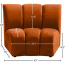 Meridian Infinity Cognac Velvet Modular Chair IMAGE 7