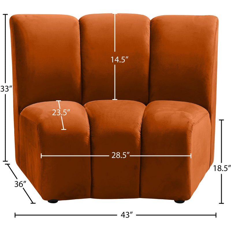 Meridian Infinity Cognac Velvet Modular Chair IMAGE 7