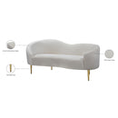 Meridian Ritz Cream Velvet Loveseat IMAGE 9