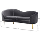 Meridian Ritz Grey Velvet Loveseat IMAGE 8