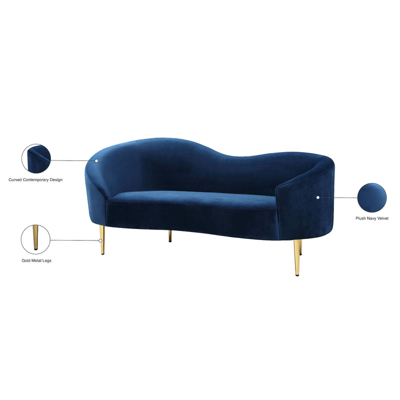 Meridian Ritz Navy Velvet Loveseat IMAGE 9
