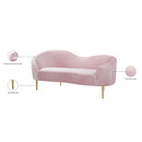 Meridian Ritz Pink Velvet Loveseat IMAGE 9