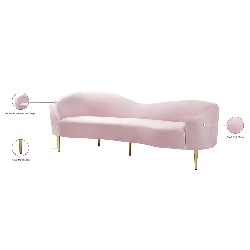 Meridian Ritz Pink Velvet Sofa IMAGE 10