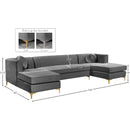 Meridian Graham Grey Velvet 3 pc Sectional IMAGE 9