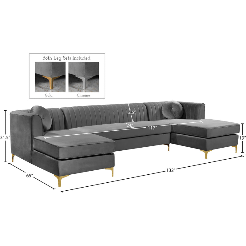 Meridian Graham Grey Velvet 3 pc Sectional IMAGE 9