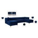 Meridian Graham Navy Velvet 3 pc Sectional IMAGE 10