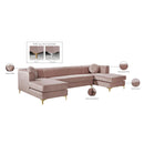 Meridian Graham Pink Velvet 3 pc Sectional IMAGE 10