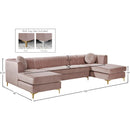 Meridian Graham Pink Velvet 3 pc Sectional IMAGE 9