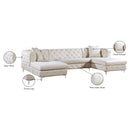Meridian Gail Cream Velvet 3 pc Sectional IMAGE 7