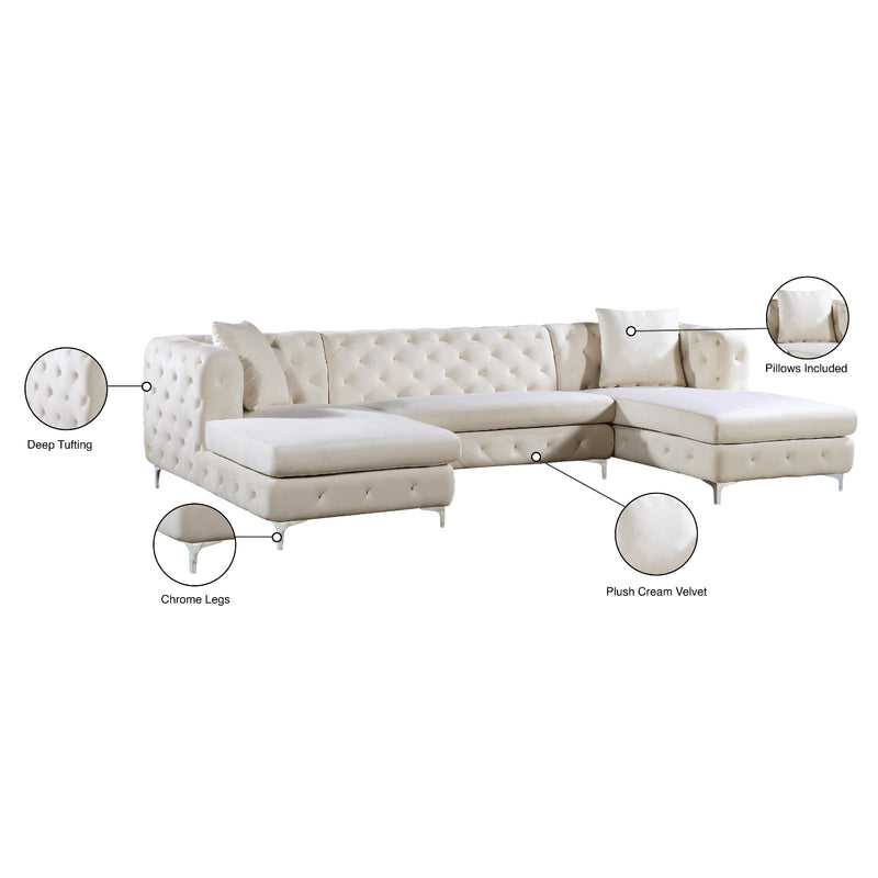 Meridian Gail Cream Velvet 3 pc Sectional IMAGE 7