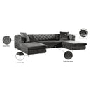 Meridian Gail Grey Velvet 3 pc Sectional IMAGE 7